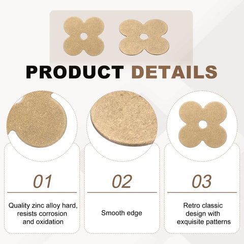 Product details of Ten Piece Vintage Flower Brass Cabinet Backplates Set For Doors, Drawers, Cabinets And Closets