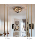 12 Inch Crystal Ceiling Light Two Light Modern Chrome Flush Mount Fixture For Dining Room And Living Room Silver K9 Crystal Sparkle Elegant Glam Lighting For A Bright Modern Home installed in a stylish hallway.