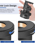 Hand gripping 2 Inch To 1.25 Inch Twist Lock Telescope Adapter For Eyepieces - Convert 1.25 Inch Eyepieces To A 2 Inch Focuser With Self Centering Aluminum And Precision Positive Lock For High Power Viewing with close-ups of twist mechanism.