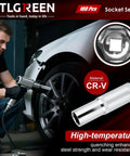 Mechanic using 108 Piece Workhorse Mechanic Socket Tool Kit With CR V Steel Sockets on car tire