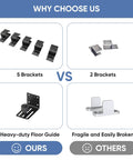 Comparison of 5 brackets and heavy-duty floor guide versus 2 brackets and fragile guide for Five Foot Exterior Sliding Barn Door Hardware Kit Built Tough Heavy Duty Track System For Indoor And Outdoor Doors Wall Mount Black Galvanized Steel With Weatherproof Floor Guide