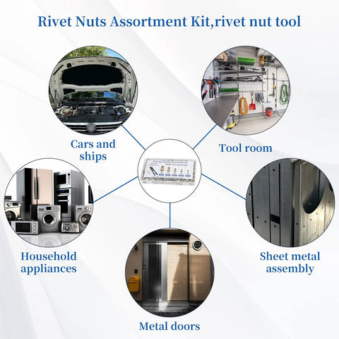 All In One Nutsert Rivet Nut Tool Kit With 500Pcs Metric Nuts M3 M4 M5 M6 M8, Pro Grade Nutsert Tool Set infographic