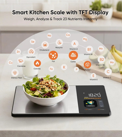 Smart Nutrition Scale For Real Foodies Tracks Calories Fat Carbs And Protein With TFT Display And Easy App Sync 50 Built In Foods