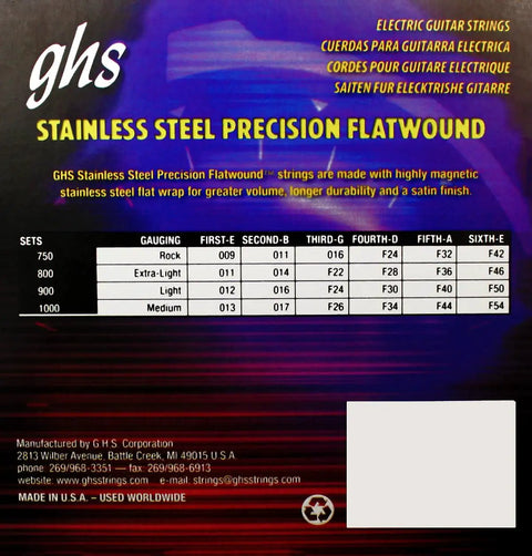 Flatwound Precision Electric Guitar Strings Stainless Steel High Volume Polished Smooth Finish Light Gauge 012 016 024 030 040 050 Set For Electric Guitars Long Scale package with gauge chart