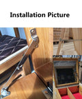 Installation of Two Pack Left Side Lid Support Hinges For Wood Boxes And Cabinets, Folding Lift Up Stay Hinge shown in wood box.