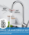 Sink Faucet To Garden Hose Adapter With 360 Degree Swivel Ball Joint And Aerator, Chrome Finish, Three Quarter Inch GHT Thread, Kitchen And Bathroom Water Hose Connector For Flexible, Anti Kink Watering And Easy Hose Direction on chrome faucet