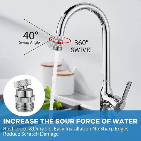 Sink Faucet To Garden Hose Adapter With 360 Degree Swivel Ball Joint And Aerator, Chrome Finish, Three Quarter Inch GHT Thread, Kitchen And Bathroom Water Hose Connector For Flexible, Anti Kink Watering And Easy Hose Direction on chrome faucet