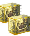 Power Relay Kit 10A 110/120V AC DPDT 8-Pin Plug-In With Blade Terminals And LED Indicator Pack Of 2, two units side view