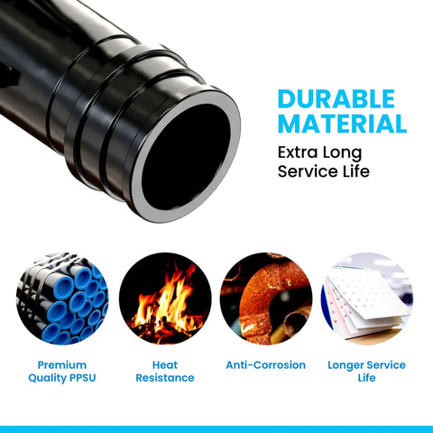 Close-up of PEX A plumbing fitting from Three Quarter Inch PEX A Expansion Fittings Set, showcasing durable PPSU material and benefits.