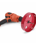 Six Inch Hole Saw With Heavy Duty Steel Design And Non Binding Edge for smooth cuts through wood drywall plaster and thin metal