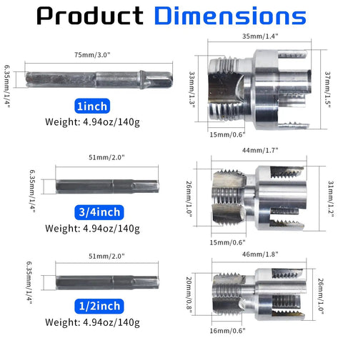 All In One Pro Grade Pipe Threader Kit For 1/2 3/4 And 1 Inch Pipes With Dual Threading For Internal And External Threads On PVC CPVC And ABS