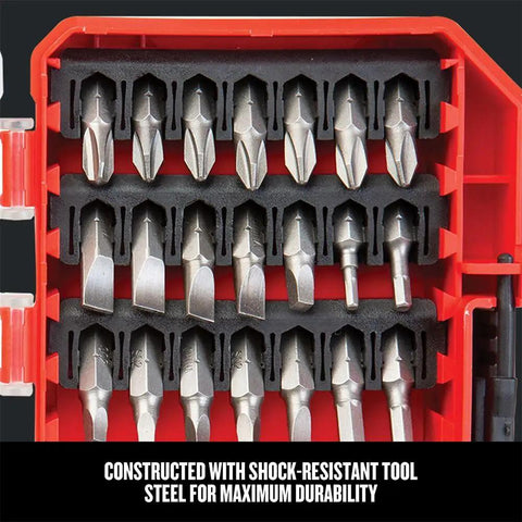 47 Piece Screwdriver Bit Set With Bit Tips And Power Bits, Nut Driver Set and Socket Adapters for Versa Track in red case