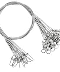 Stainless Steel Fishing Leader Wire for Saltwater and Freshwater Rigs and Lures Size 2 50 Pound Strength 11.8 Inch Length White Nickel Finish 20 Pieces Durable Snap Leader Wire, coil with snaps