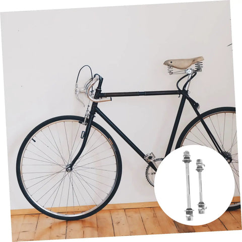 Black bike with insert showing Beefy Solid Shaft Rear Hub Axle Tool For Bikes Beefed Up Iron Axle Durable Metal Construction Precision Machining.