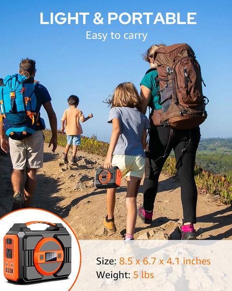 Group hiking with Rugged 300W Portable Power Station For Off Grid Adventures, Solar Generator Backup Battery Pack 220Wh 60000mAh.