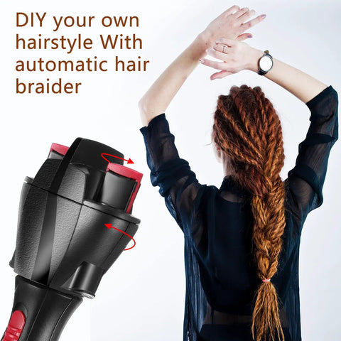 Automatic Hair Braider Machine For Easy DIY Braids And Twists Dope Battery Operated Dreadlock Braid Maker in use