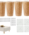 4 Piece Beefy Heavy Duty Load Bearing Round Cylinder Wooden Cabinet Legs Set With Mounting Plates And Screws for couch