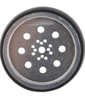 100mm Metal Robot Wheel With Neoprene Tire For Industrial Robots And RC Cars, 8mm Bore, Beefy Hub showing front view with holes