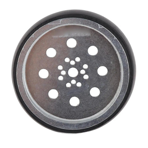 100mm Metal Robot Wheel With Neoprene Tire For Industrial Robots And RC Cars, 8mm Bore, Beefy Hub showing front view with holes