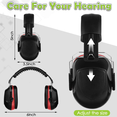 Six Pack Noise Reduction Ear Muffs NRR 28dB Ear Protection For Shooting Range And Lawn Mowing Adjustable Comfort Fit in Red Black