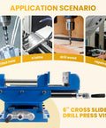 Image of the Badass Six Inch Cross Slide Drill Press Vise showcasing its application in machining and woodworking tasks.