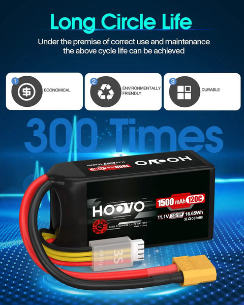 3S 120C 11.1V LiPo Battery With XT60 Plug For FPV Racing RC Quadcopter shown with durability features
