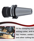 CAT40 ER32 Collet Chuck Set, 8 Piece, 2.76 Inch Gage Length, CNC Tool Kit, showcasing milling attachment close-up.