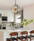 Gold And Black 6 Light Sputnik Globe Chandelier With Rotatable Spheres for kitchen island lighting fixture