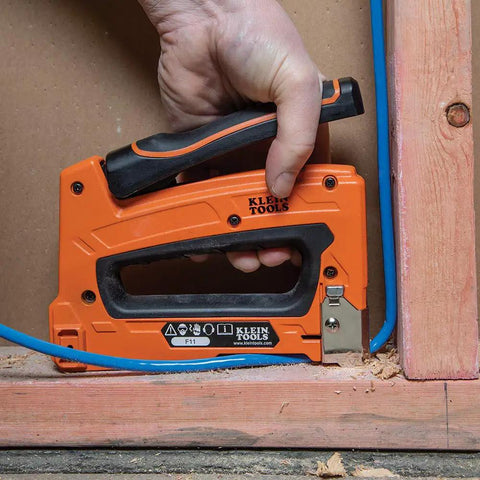 Heavy Duty Cable Stapler Built Tough For Voice Data Video And Nonmetallic NM Cable used to secure cable on wood frame