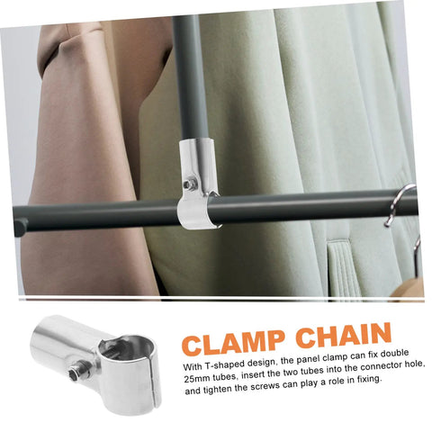 Stainless Steel Dual Pipe Panel Clamp Set for Chain Link Fence Repair and Dual Tube Connections, Easy Screw Fix, Greenhouse Shelf End Rail Brackets, Handy for Handrails and Kennels