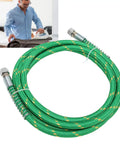 Heavy Duty Silicone Steam Hose For Irons, 9.8 Ft Middle Pressure, Green, Lightweight, High Temperature Resistant, shown coiled