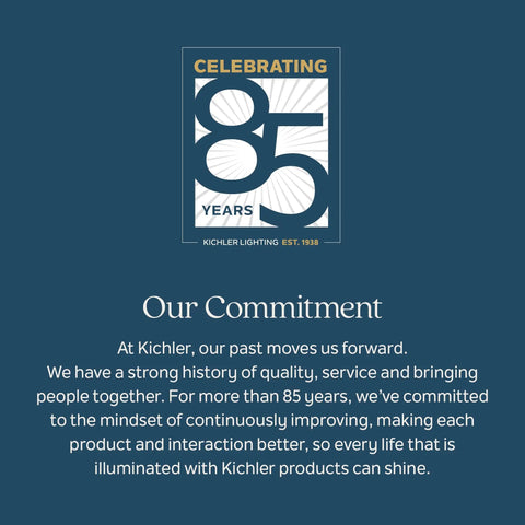 Celebrating 85 years at Kichler Lighting, est. 1938, emphasizing commitment to quality and service.