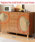 Real Deal Unfinished Beech Wood Cabinet Knobs Big Boy Sized Round Drawer Pulls Pack Of Four With Heavy Duty Screws Top Shelf Hardware For Any Home Reno displayed on a wooden cabinet.