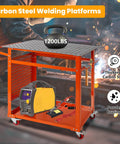 Beefy 36 By 24 Inch Heavy Duty Welding Table With 5 Eighths Inch Fixture Holes And 1200 Lb Capacity Movable Workbench in use.