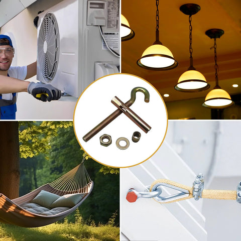 Concrete Wall Hooks Set Of Four With Expansion Anchor And Eye Bolt Heavy Duty Open Cup Hooks For Brick Walls And Cement Ceilings