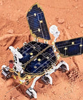 Space Rover 281+ Piece STEM Mechanical Explorer Puzzle Kit For Adults And Gearheads, DIY Aerospace Model For Home Desk Display, Educational Building Project Gift With Realistic Wheels, Antennas, And Discovery Detail on red terrain