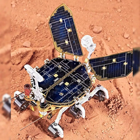 Space Rover 281+ Piece STEM Mechanical Explorer Puzzle Kit For Adults And Gearheads, DIY Aerospace Model For Home Desk Display, Educational Building Project Gift With Realistic Wheels, Antennas, And Discovery Detail on red terrain