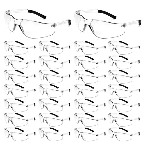 Clear Safety Glasses ANSI Z87.1 Certified For Men And Women, 30 Pack Durable Lab Eyewear with Lightweight Polycarbonate Frames