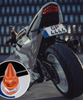 Orange Spike License Plate Screws Kit Four Piece With Anti Theft Bolts Made From Stainless Steel And Aluminum Alloy Decorative Fasteners installed on motorcycle