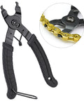 2 In 1 Bike Master Link Pliers For Quick Link Removal Opener And Closer Heavy Duty Chain Repair Tool in use with bicycle chain