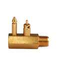 Side view of Brass Quick Connect Tank Fitting With Quarter Inch NPT Male Thread For Yamaha Marine Engines No Fuss Install Fuel Line Adapter.