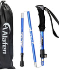 Go-To Ultralight Aluminum Collapsible Trekking Pole for Travel and Hiking, Adjustable, Blue with EVA Foam Handle and Wrist Strap