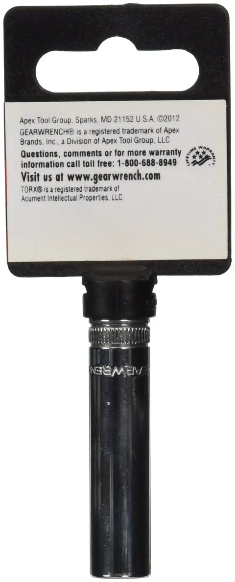 1/4 Inch Drive Deep External Torx Socket E10 Built For Tough Jobs, Heat Treated Socket Bases For Durability, Smooth Black Finish, Taiwan Made