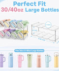 Cabinet Water Bottle Organizer With Large Compartments, Stackable Tumbler Holder For 40oz Jugs, Fits Stanley, Yeti in use