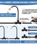 Quick connect design of Outdoor Misting Cooling System Kit With 100 Ft Misting Line And 25 Brass 360 Degree Adjustable Nozzles