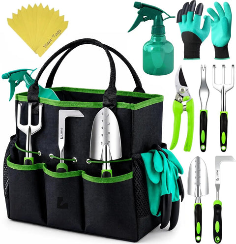 Durable Ergonomic Garden Tools Set With Rust Proof Steel, Comfortable Grips, Green Finish, A Killer Gift For Women Men Mom Dad
