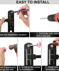 Step-by-step installation of Two Pack Wall Mounted Helmet Holder With 180 Degree Rotating Rack And Dual Hooks