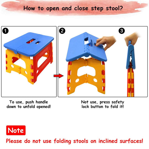 Toddler Folding Step Stool For Bathroom Sink Helper Rock Solid Non Slip Base Easy Nifty Fold Down Design Super Secure Lock Handle Smooth Ride Red And Blue Duo Pack For Home Organization