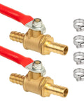 Heavy Duty Solid Brass Barb Shut Off Ball Valve For Fuel And Water Lines Leak Tight Flow Control With Four Stainless Steel Clamps Drip Free Two Pack