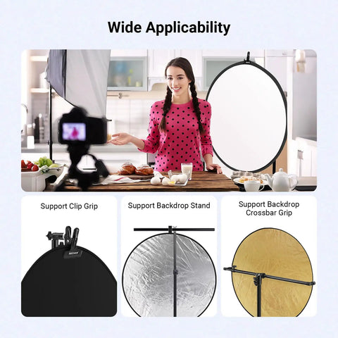 43 Inch 110cm 5 In 1 Collapsible Light Reflector Diffuser With Bag For Studio And Outdoor Photography Translucent Silver Gold White Black Disc Reflector Kit.